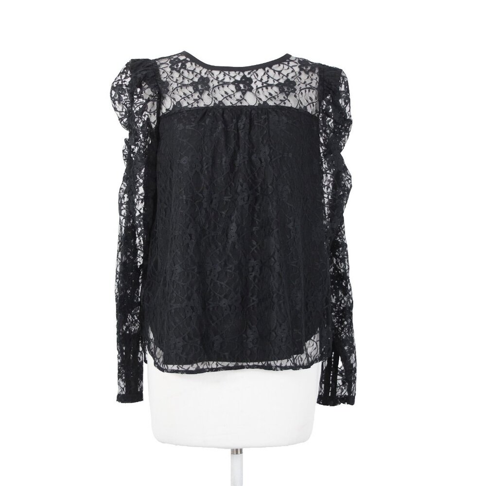 Loft $65 Sz S Black Lace Lined Floral 100% Nylon Polyester Top